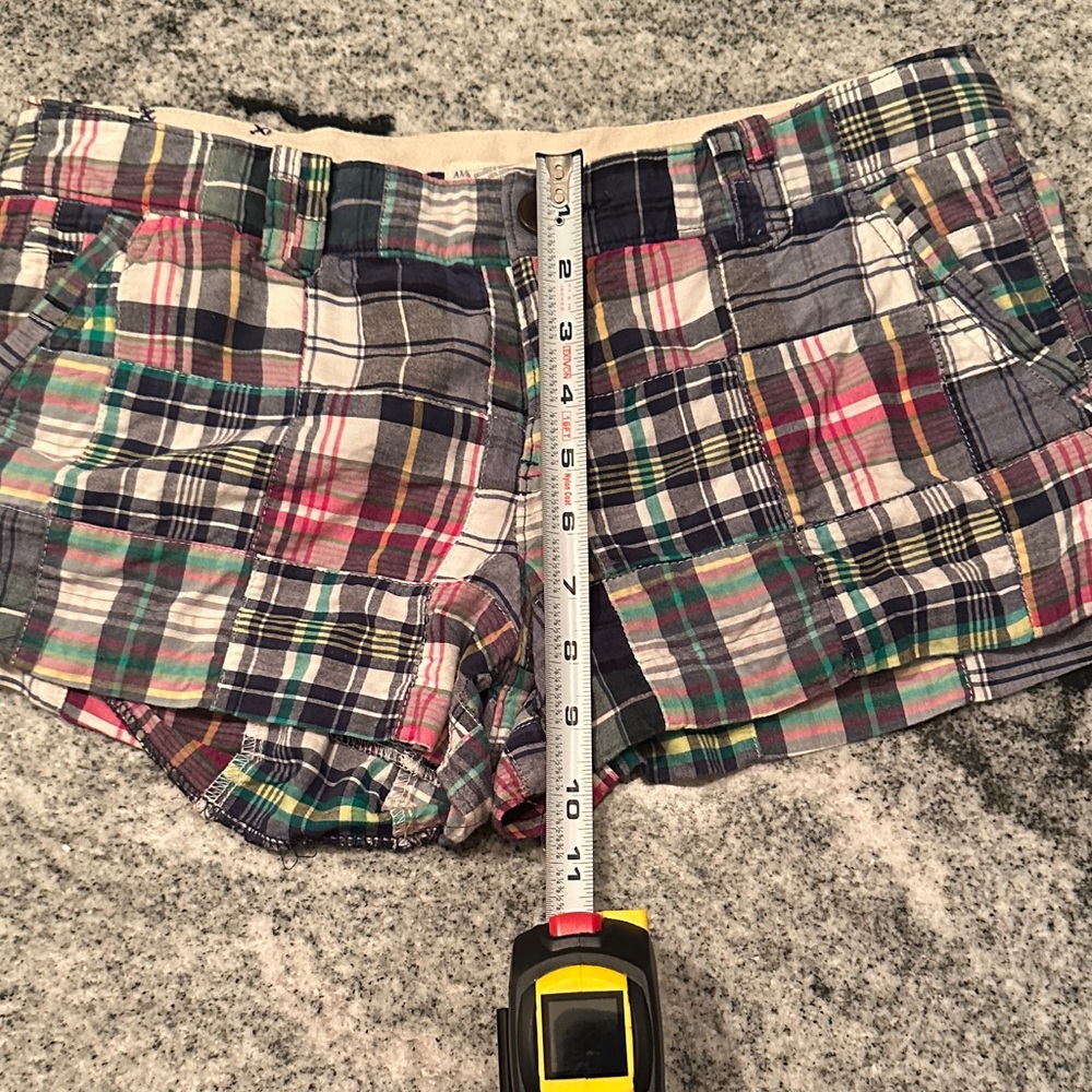 American Eagle Outfitters Plaid Multicolor Patchwork Jean Shorts - Picture 2 of 6